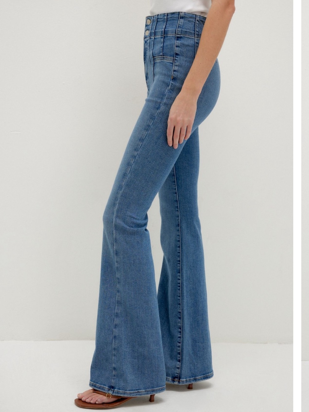 We the free Jayde Sunburst Blue High-Rise Flare Jeans - Women